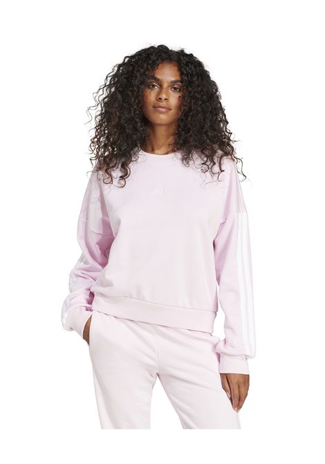 Adidas Essentials 3 Stripes French Terry Sweatshirt Pink White Women ADIDAS CORE | Sweatshirts | JD5294-
