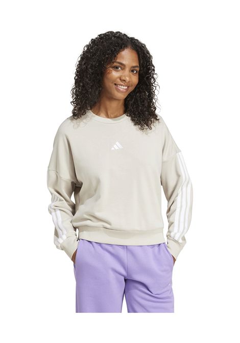Adidas Essentials 3 Stripes French Terry Sweatshirt Alumin White Women ADIDAS CORE | Sweatshirts | JE0014-