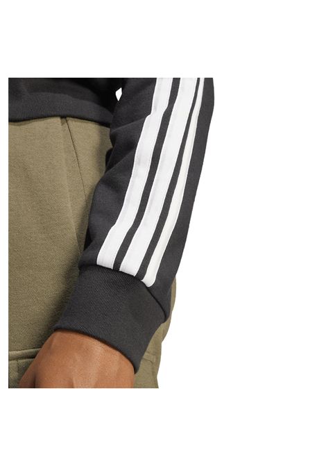 Adidas Essentials 3 Stripes French Terry Zip Hoodie Black White Women ADIDAS CORE | Sweatshirts | JE0052-