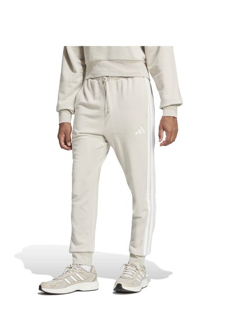Adidas Essentials French Terry Tapered Cuff 3 Stripes Pants Wonalu White Men ADIDAS CORE | Pants | JE6353-