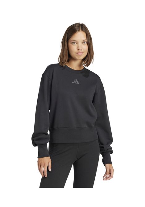 Adidas All SZN French Terry Crewneck Sweatshirt Black Women ADIDAS CORE | Sweatshirts | JJ1259-