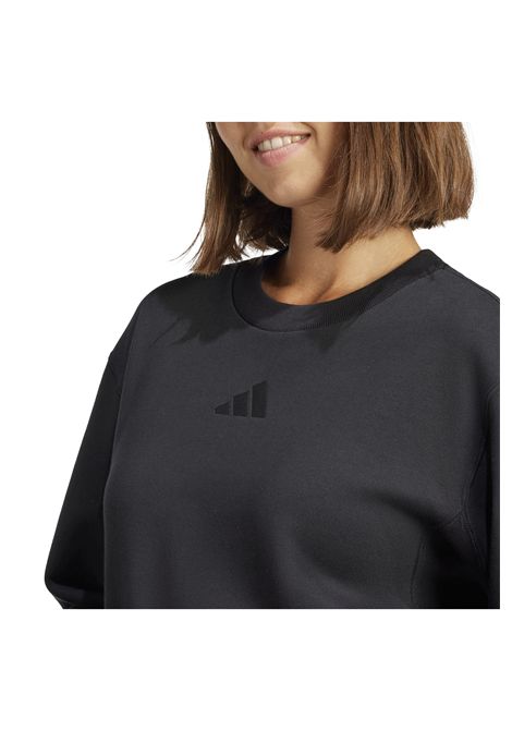 Adidas All SZN French Terry Crewneck Sweatshirt Black Women ADIDAS CORE | Sweatshirts | JJ1259-