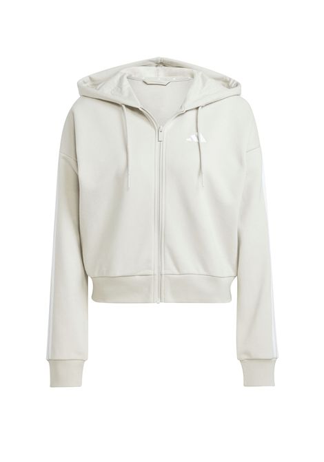 Adidas Essentials 3 Stripes French Terry Zip Hoodie Alumin White Women ADIDAS CORE | Sweatshirts | JW1821-
