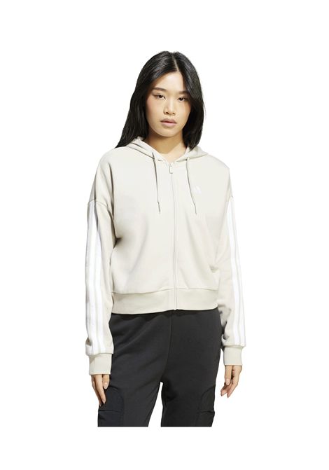Adidas Essentials 3 Stripes French Terry Zip Hoodie Alumin White Women ADIDAS CORE | Sweatshirts | JW1821-