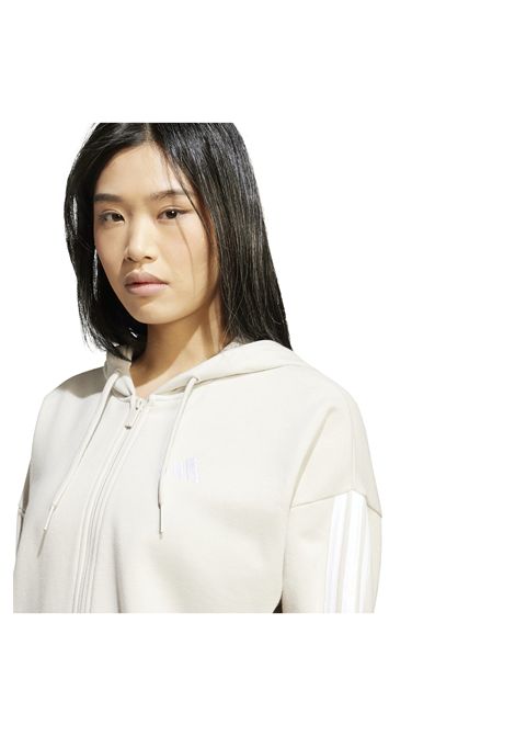 Adidas Essentials 3 Stripes French Terry Zip Hoodie Alumin White Women ADIDAS CORE | Sweatshirts | JW1821-