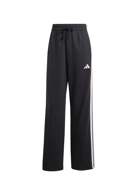 Pantaloni Adidas Essentials 3 Stripes Open Hem French Terry Nero Bianco Donna ADIDAS CORE | Pantaloni | JW7182-