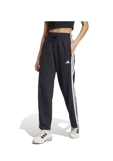 Pantaloni Adidas Essentials 3 Stripes Open Hem French Terry Nero Bianco Donna ADIDAS CORE | Pantaloni | JW7182-