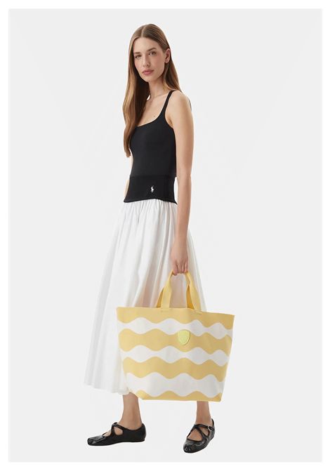 Blauer Knitted S Beach Bag White Yellow Women BLAUER | Bags | BASKET01-BEIGE