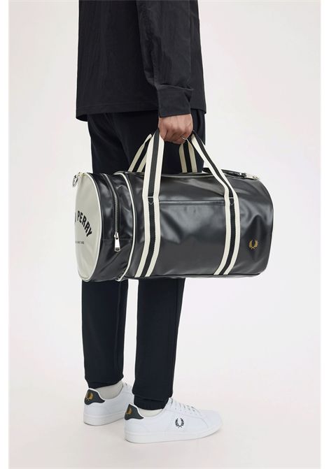 Borsone Fred Perry Classic Barrel Bag Nero Ecru Unisex FRED PERRY | Borse | L7255-D57