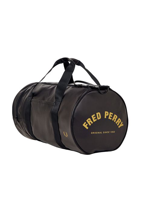 Fred Perry Tonal Classic Barrel Bag Black Gold Unisex FRED PERRY | Bags | L7260-774