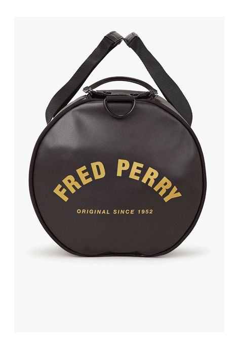 Fred Perry Tonal Classic Barrel Bag Black Gold Unisex FRED PERRY | Bags | L7260-774