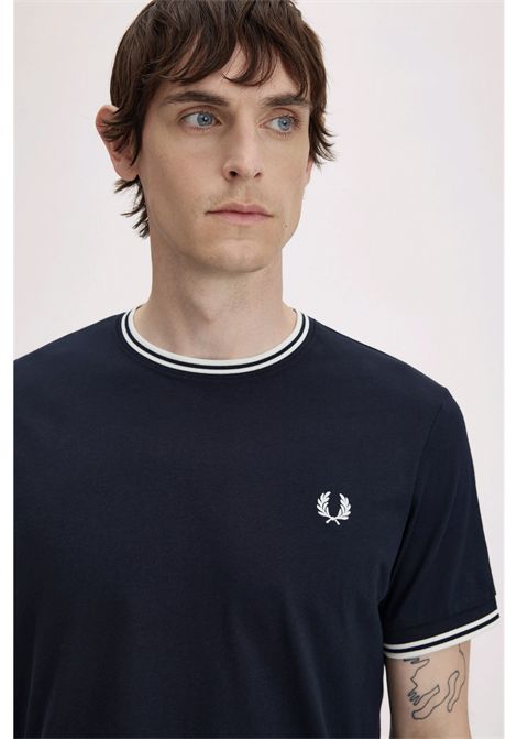 T-shirt Fred Perry Twin Tipped Navy Bianco Uomo FRED PERRY | T-shirt | M1588V-795