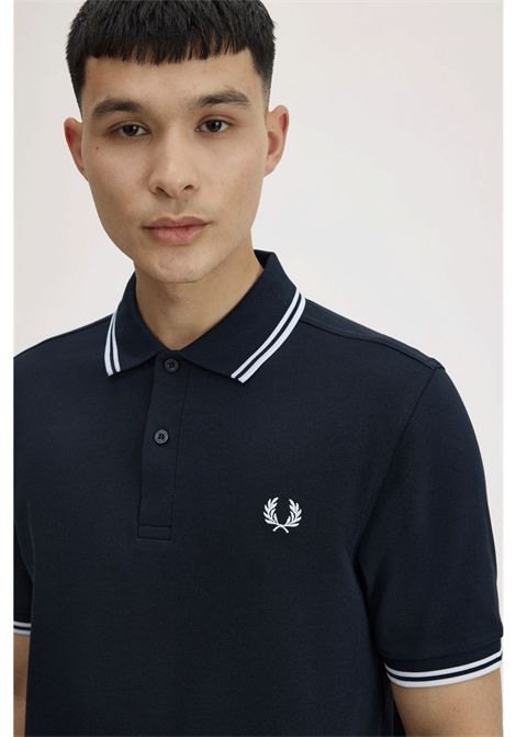 Polo Fred Perry Twin Tipped Blu Navy Bianco Uomo FRED PERRY | Polo | M3600P-238