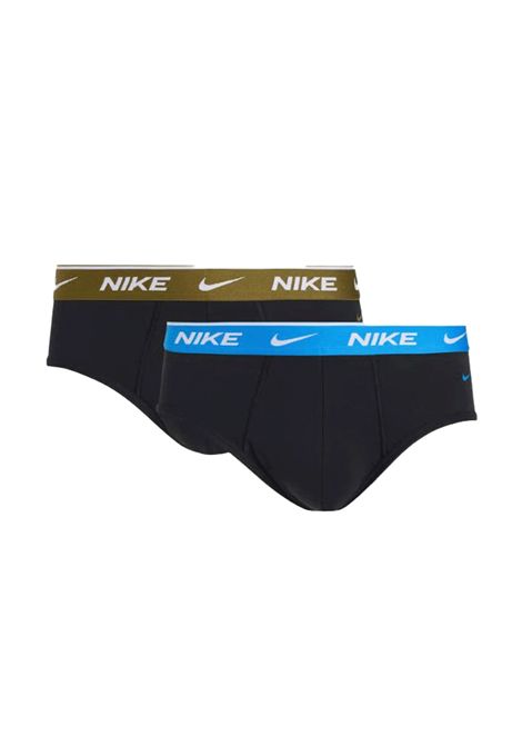 Slip Nike Underwear Eday Cotton Stretch 2 Pack Nero Verde Oliva Uomo NIKE UNDERWEAR | Intimo | KE1084-YPV