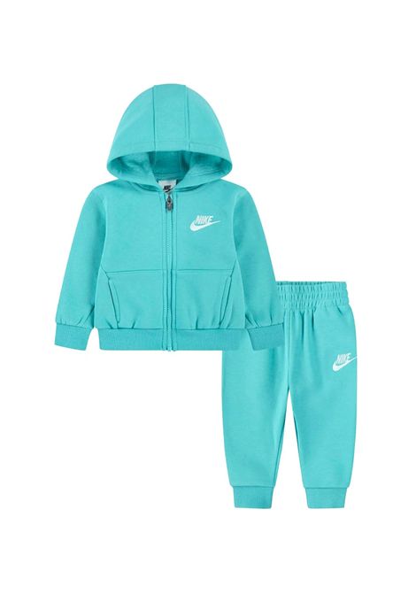 Tuta Nike Sportswear Club Set French Terry Zip e Cappuccio Verde Acqua Bambini NIKE | Tute | 86M485-BA2
