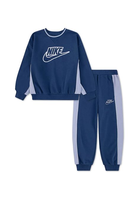 Tuta Nike Sportswear Color Blocked French Terry Girocollo Blu Bambini NIKE | Tute | 86N697-C54