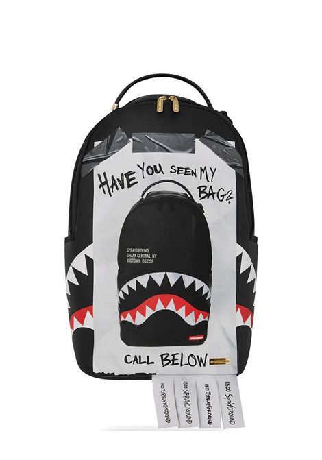 Sprayground Missing Bag Flyer On Bag Backpack Black White Unisex SPRAYGROUND | Backpacks | 910B8735NSZ-
