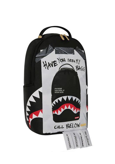 Sprayground Missing Bag Flyer On Bag Backpack Black White Unisex SPRAYGROUND | Backpacks | 910B8735NSZ-