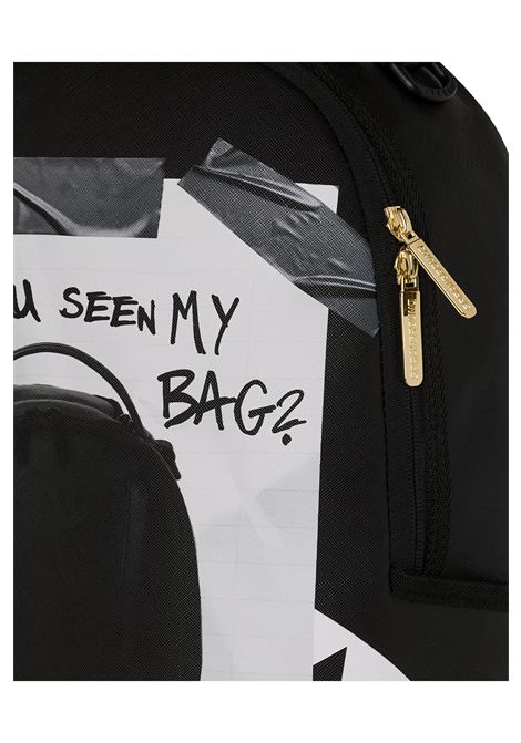 Sprayground Missing Bag Flyer On Bag Backpack Black White Unisex SPRAYGROUND | Backpacks | 910B8735NSZ-