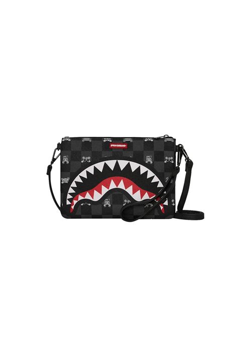 Pochette Sprayground Gray Peeking Character Check con Tracolla Nero Grigio Unisex SPRAYGROUND | Pochette | 910B8915NSZ-