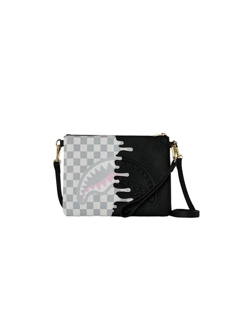 Pochette Sprayground Cream Check Side Drip con Tracolla Nero Crema Unisex SPRAYGROUND | Pochette | 910B8919NSZ-