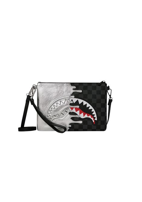 Sprayground Silver Side Drip Check Crossover Clutch Black Silver Unisex SPRAYGROUND | Pochette | 910B8929NSZ-