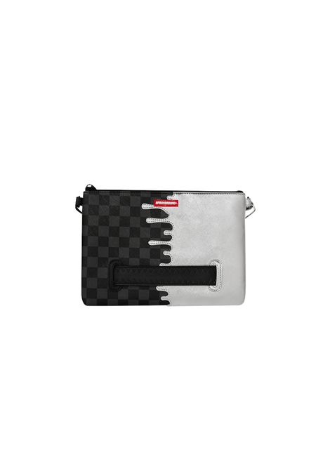 Sprayground Silver Side Drip Check Crossover Clutch Black Silver Unisex SPRAYGROUND | Pochette | 910B8929NSZ-