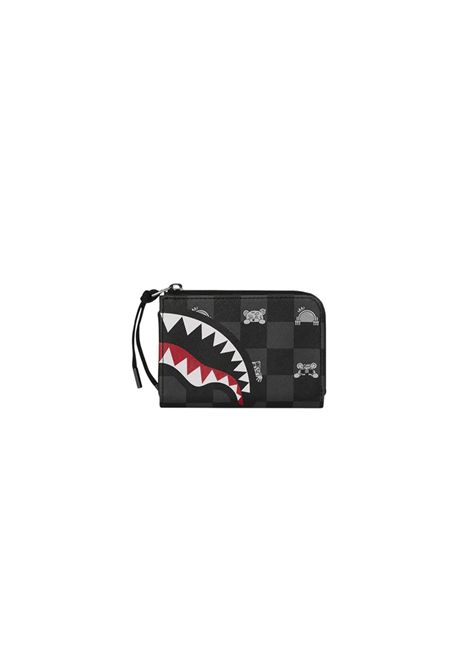 Sprayground Gray Peeking Character CheckWallet Black Grey Unisex SPRAYGROUND | Wallet | 910W8917NSZ-