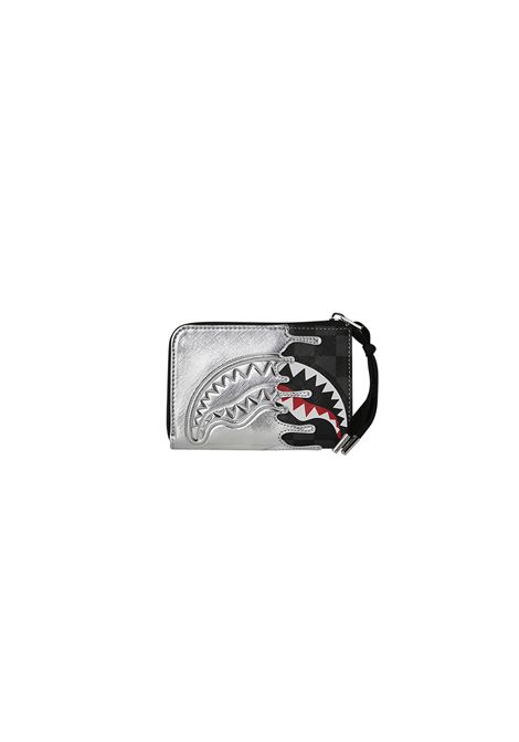 Sprayground Silver Side Drip Check Wallet Black Silver Unisex SPRAYGROUND | Wallet | 910W8931NSZ-