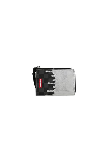 Sprayground Silver Side Drip Check Wallet Black Silver Unisex SPRAYGROUND | Wallet | 910W8931NSZ-
