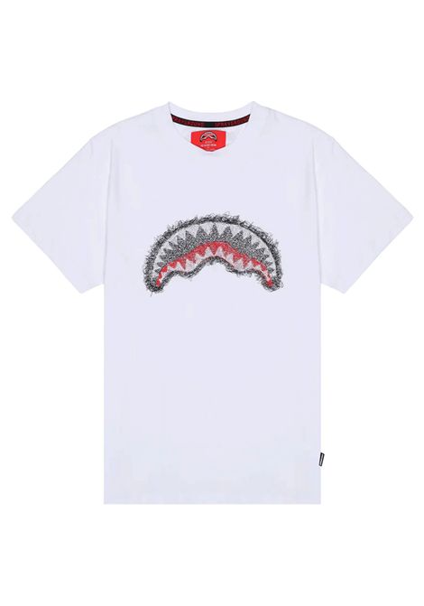 T-shirt Sprayground Scribble Embroidery Shark Bianco Uomo SPRAYGROUND | T-shirt | SP862-WHT