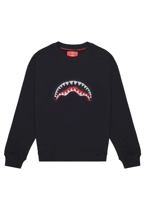 Felpa Sprayground Scribble Embroidery Shark Girocollo Nero Uomo SPRAYGROUND | Felpe | SP863-BLK