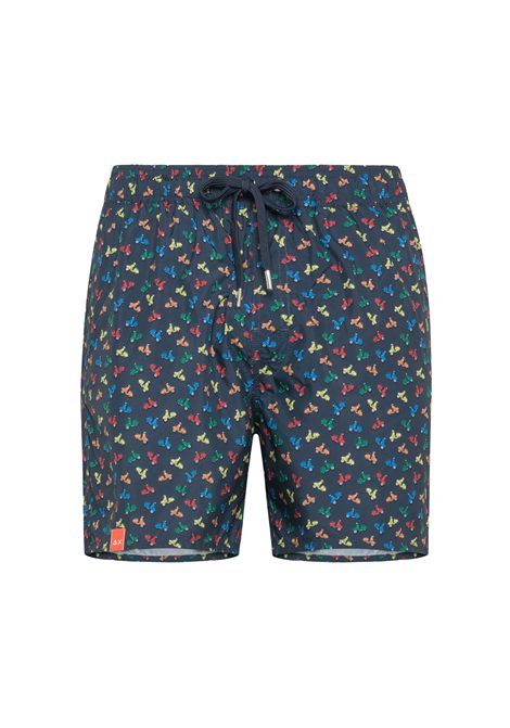 Sun68 Swim Pant Moto Pattern Blue Men SUN68 | Swimwear | H34127-07