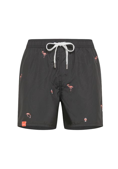 Sun68 Small Embroidery Flamingo Swim Pant Black Men SUN68 | Swimwear | H34129-11