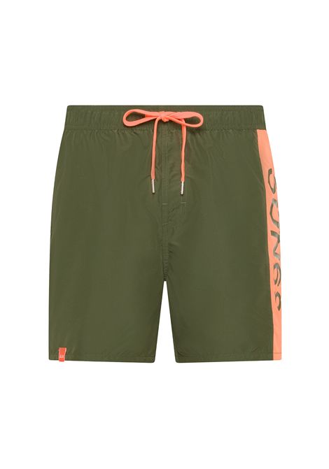 Sun68 Stripe On Side Swim Pant Military Green Men SUN68 | Swimwear | H35106-19