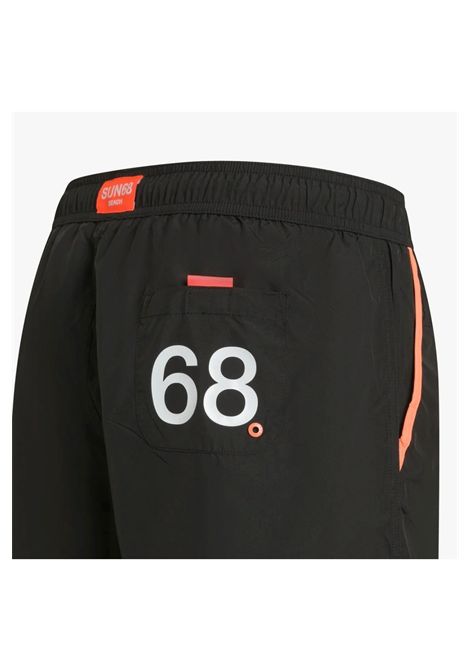 SUN68 Edge Fluo Swim Pants Black Orange Men SUN68 | Swimwear | H35107-11