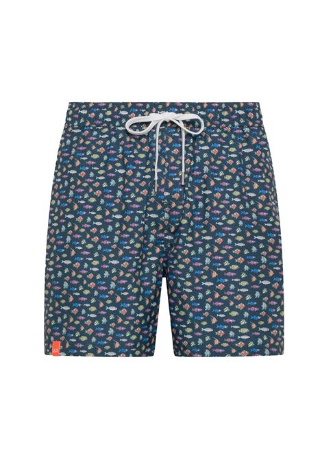 Sun68 Swim Pant Fishes Pattern Blue Men SUN68 | Swimwear | H35111-0701