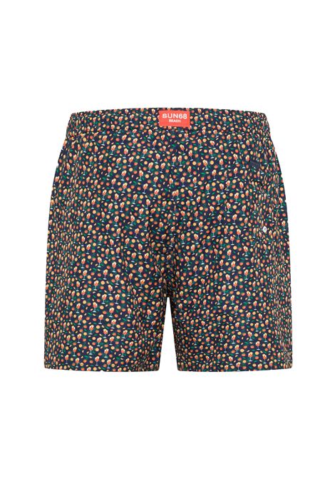 Sun68 Swim Pant Cocktail Small Pattern Navy Blue Men SUN68 | Swimwear | H36110-07