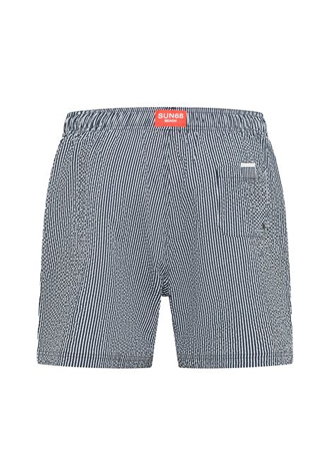 SUN68 Striped Seersucker Nylon Beach Shorts Blue White Men SUN68 | Swimwear | H36112-0701