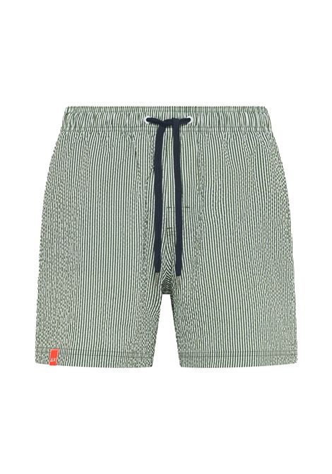 SUN68 Striped Seersucker Nylon Beach Shorts Green White Men SUN68 | Swimwear | H36112-3701