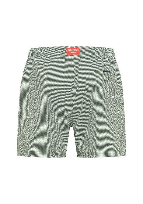 SUN68 Striped Seersucker Nylon Beach Shorts Green White Men SUN68 | Swimwear | H36112-3701