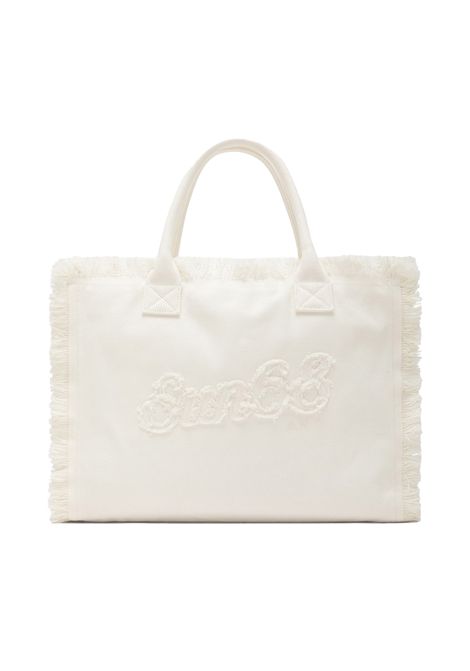 Borsa SUN68 Cali con Frange in Canvas Bianco Panna Donna SUN68 | Borse | W36209-31