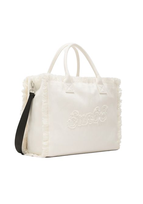 Borsa SUN68 Cali con Frange in Canvas Bianco Panna Donna SUN68 | Borse | W36209-31