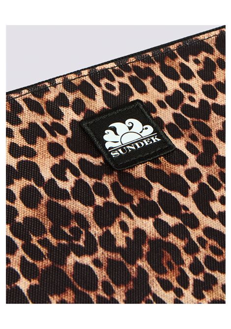 Sundek Dudo Printed Leopard Hand Bag Brown Women SUNDEK | Pochette | AM252ABPS38L-A728L