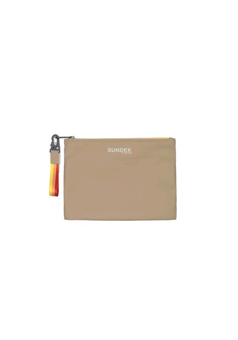 Sundek Clutch Bag with Rainbow Zip Beige Khaki Unisex SUNDEK | Pochette | AM273ABPY600-15801