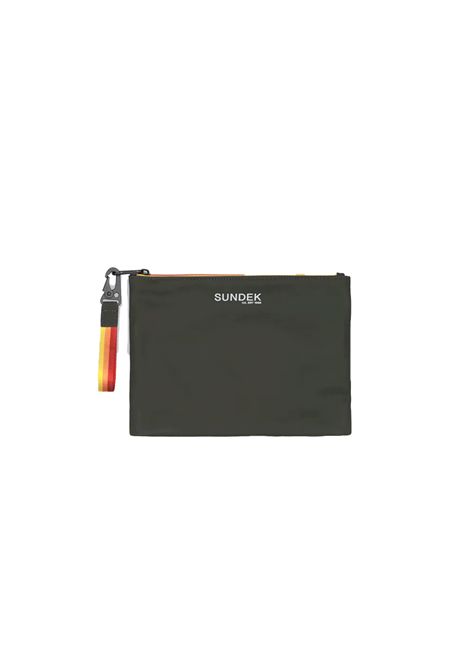 Sundek Clutch Bag with Rainbow Zip Dark Green Unisex SUNDEK | Pochette | AM273ABPY600-30202