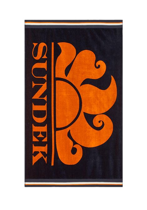 Sundek New Classic Logo Jacquard Beach Towel Navy Blue Unisex SUNDEK | Towels | AM312ATC1050-00724