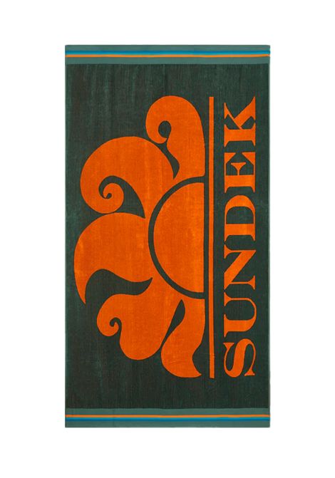 Sundek New Classic Logo Jacquard Beach Towel Camo Green Unisex SUNDEK | Towels | AM312ATC1050-A1602