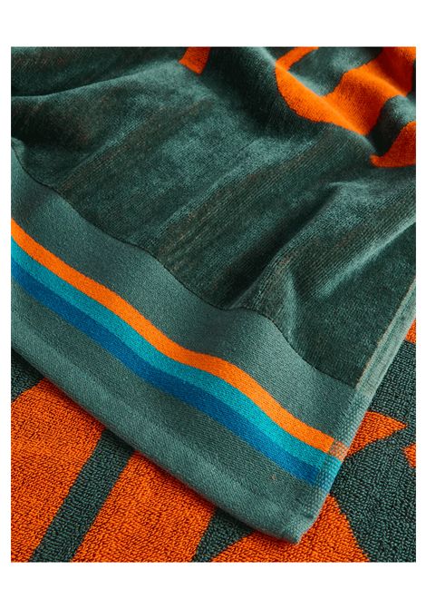 Sundek New Classic Logo Jacquard Beach Towel Camo Green Unisex SUNDEK | Towels | AM312ATC1050-A1602