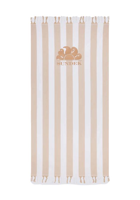 Sundek Fouta Jacquard Striped Beach Towel Durian White Beige Unisex SUNDEK | Towels | AM321ATC1000-A7201